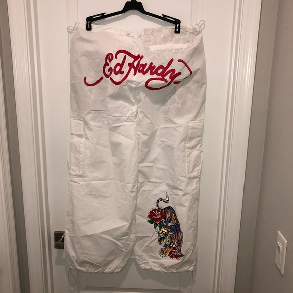 Ed Hardy Pants - New Don Ed Hardy Y2K 90s Urban Outfitters Cargo Parachute Rave Pants sz XL